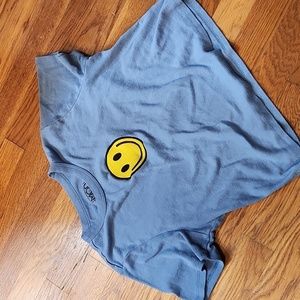 Blue preppy embroidered crop top